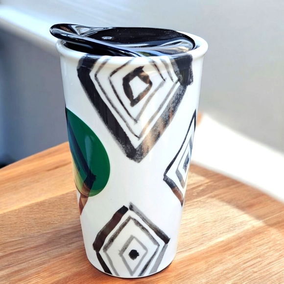 Starbucks Coffee Mug Ceramic Mug with Lid Abstract Geometric 10 Fl. Oz. (2014) - Picture 5 of 9